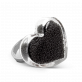 32598 - Glass ring - Coeur Medium Billes - Noir