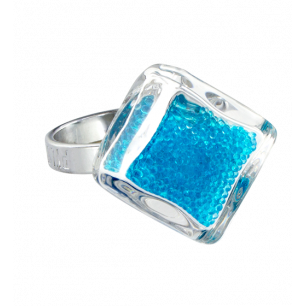 Bague en verre soufflée - Losange Nano Billes