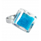 30730 - Anillo de vidrio soplado - Losange Nano Billes - Bleu roi