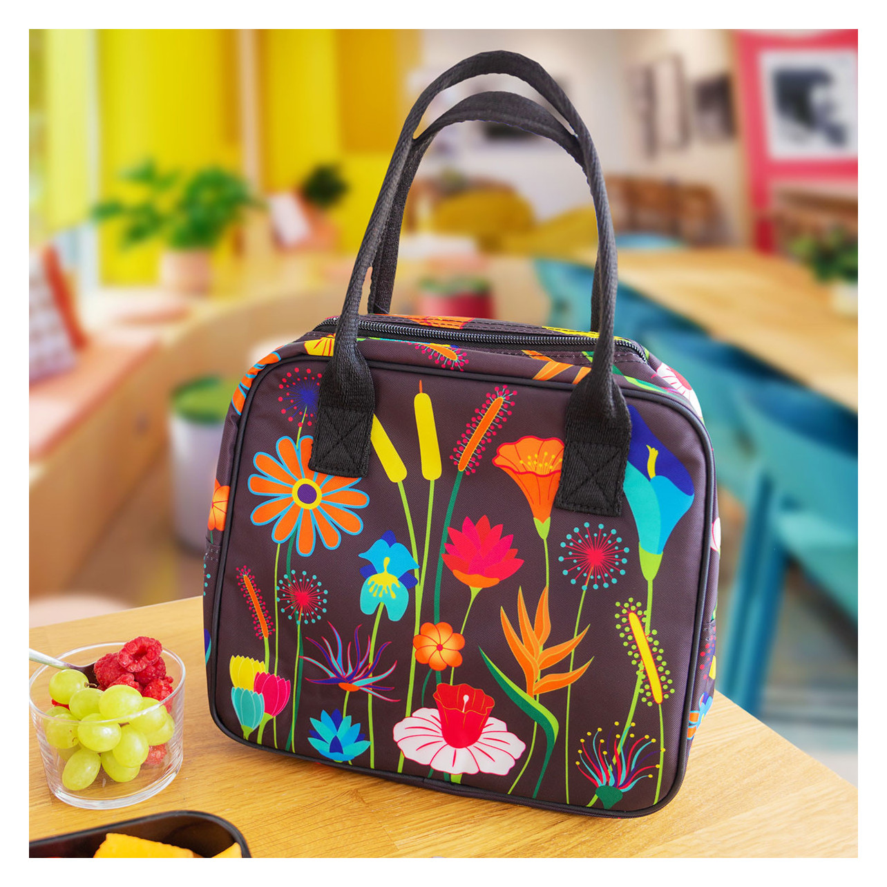 Floral lunch cheap tote