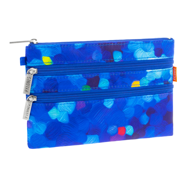 ZIPIT Trousse 2 compartiments rectangle bleue transparente TIE AND