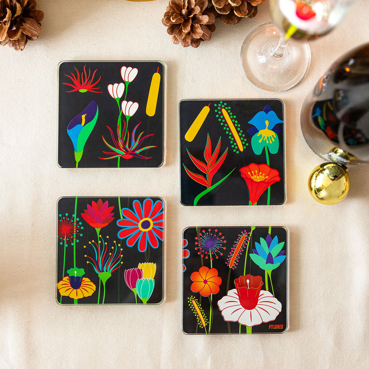 Set di 2 sottobicchieri Palette - Sous verre - Jardin Fleuri - Pylones