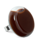 34775 - Bague en verre soufflé - Platine Giga Milk - Chocolat