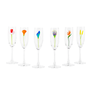 Set of 6 Champagne glasses - Champ de fleurs